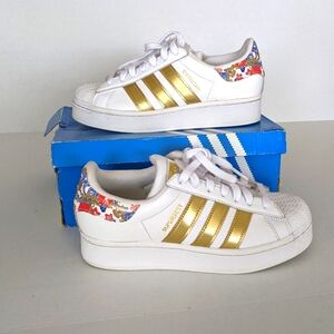 adidas Superstar Bold Women's White Leather Sneakers Shoes Size 6 1/2